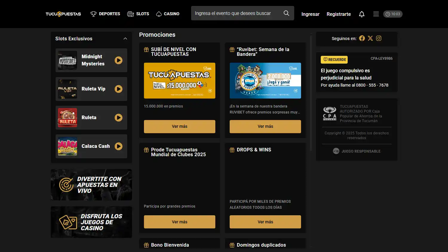 TucuApuestas screens — My experience